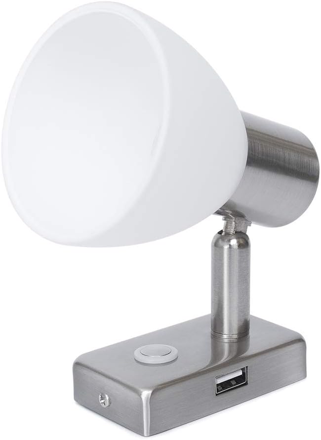 RV Reading Light LED 12V Interior 3W with USB Port (5V/2A) Bedside, Designed for Reading, Boat, and Caravan,Touch Switch Dimmable Warm (NI 1x D1-USB)