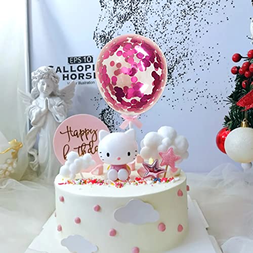 Image of Hot Pink Confetti Balloons, 40 Pcs 5 Inch Clear Balloons with Confetti Inside for Graduation Engagement Cake Topper Decor Bridal Shower Baby Shower Birthday Party Decoration Supplies