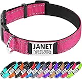 TagME Reflective Padded Personalized Dog Collars for Medium Dogs,Custom Engraved Slide On Dog ID...