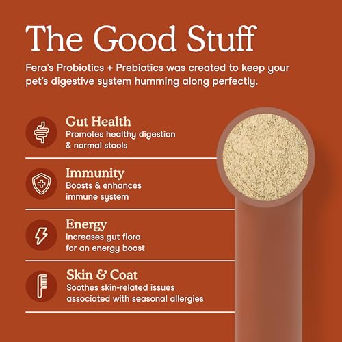 Fera Pets Organic Probiotics for Dogs & Cats - Cat & Dog Probiotic Supplement with 12 Strains & Prebiotics for Your Pet’s Digestion - 60 Scoops - Image 3