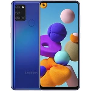 SAMSUNG Galaxy A21S, 32GB, Azul (Reacondicionado), Original de fábrica (Corea del Sur), Exclusivo para el Mercado Europeo (Versión Internacional)