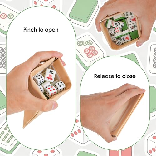 Bolsa para dados Mahjong vegana con cierre automático miniatura 2