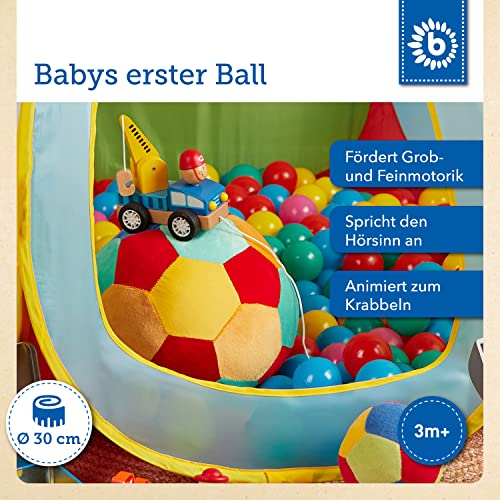 Bieco Softball Baby Rassel | Ø 25 cm | Stoffball mit Rassel | Plüschball | Greifball für Babys | Rasselball zum Greifen