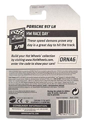 Image of Hot Wheels 2019 Hw Race Day 3 /10 Porsche 917 LH Blue Car Toy