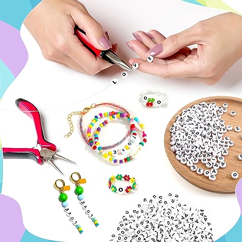 TOAOB 500pcs Vowel Letter Beads 7mm Round Acrylic Alphabet Beads with Black Word A E I O U for Necklace Bracelet Jewellery Making - Image 4