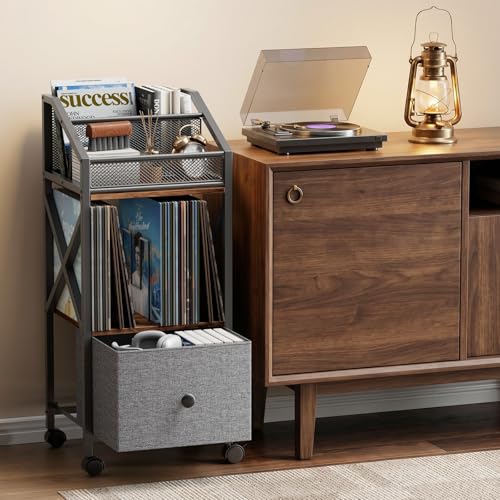 Portin Rolling Vinyl Record Storage Cart, 3 Tier LP Organizer Rack - image 5