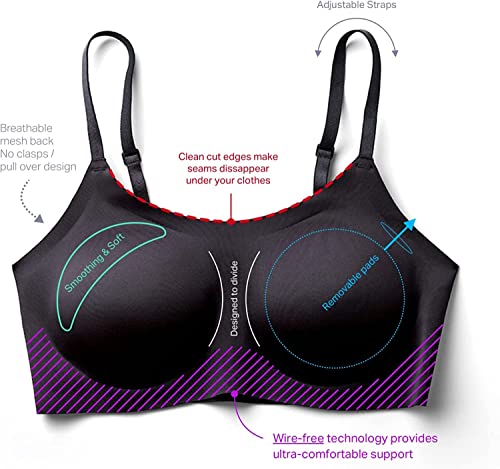Image of EBY Seamless Support Bralette with Adjustable Straps, Bralettes for Women, Wireless Bra for Women - Black, Medium