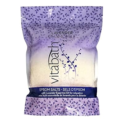 أملاح Vitabath Lavender Chamomile Epsom الممزوجة بالفانيليا - ترطيب ، ترطيب عطري - خالٍ من القسوة ، خالٍ من الغلوتين ، خالي من الصويا - 36 أونصة
