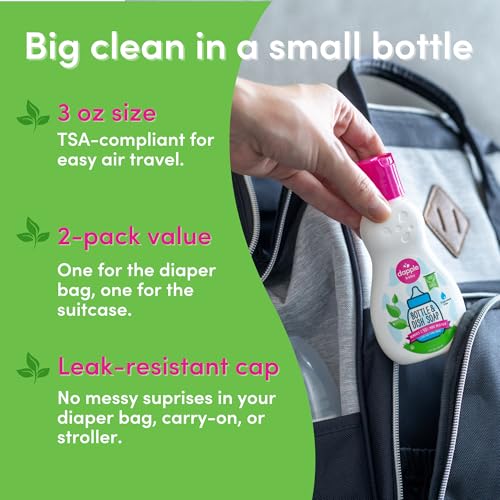 Image of Dapple Baby Fragrance-Free Baby Bottle & Dish Soap - (6 Pack) 3 fl oz - Plant-Powered Cleaner for Bottles, Pump Parts, and Sippy Cups - Travel Size