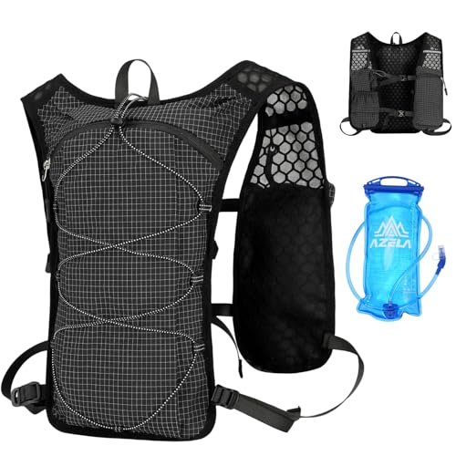 Chaleco Running Hombre Mujer, Ligera Chaleco Hidratacion Trail Running con Vejiga de Agua de 2L Mochila Hidratacion para Carrera al Aire Libre, Maratón, Ciclismo, Escalada, Esquí y Camping