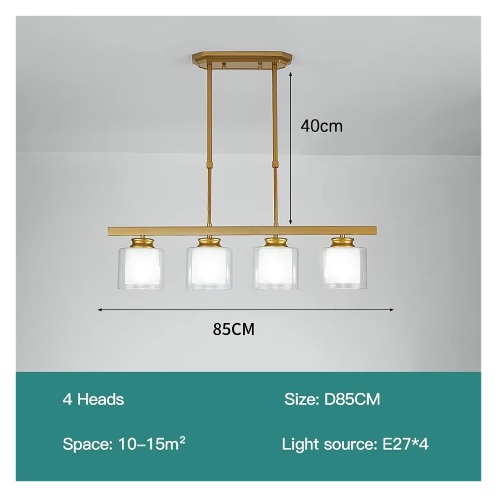 Lampa Wisząca W Stylu Vintage Do Jadalni, Kuchni, Domu, Domu Wiejskiego, Dekoracji Wnętrz, Nowoczesnego, Długiego Stołu, Żyrandola Z Kutego Żelaza, Oświetlenia Wewn,Cool White-Gold - 4 heads