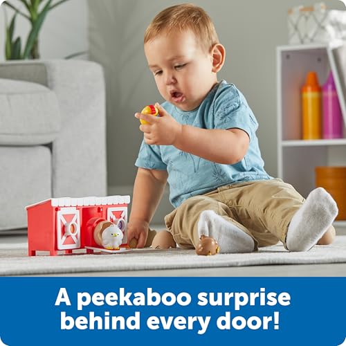 Image of Learning Resources Peeksville Hide & Cheep Chicken Coop - Farm Animal Toys, Farm Animals Barn Set, Peekaboo Toy Animals for Toddlers, Toddler Playset, Montessori Kids Set for Boys and Girls