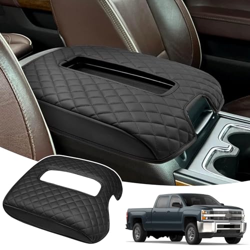Image of Center Console Armrest Cover Compatible with Chevy Silverado and Fit for GMC Sierra 1500 2500 3500 2014-2018,and Fit for Yukon /Tahoe /Suburban 2015-2020(for Bucket Seat Only)