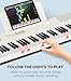 The ONE Smart Keyboard COLOR 61 Lighted Keys Piano Keyboard, Electric Piano for Beginners with 256 Tones, 64 Polyphony, Built-in LED Lights & Apps, Supports USB MIDI/Headphones (White)