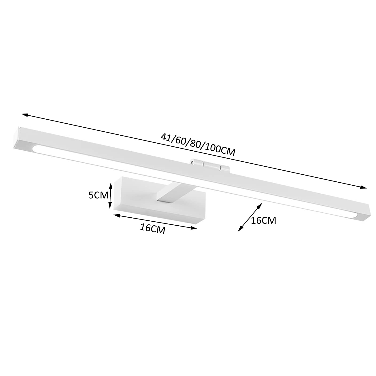 XANAYXWJ Iluminación de tocador 41/60/80/100 cm Luces Delanteras de Espejo, Creativo posmoderno Aluminio Hogar Dormitorio Apartamento Tocador Mural Maquillaje Armario Lámpara LED Luces de baño
