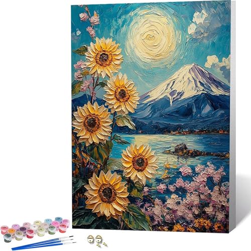 �������G �q�}���� Paint by Numbers �x�m�R �y�C���g�o�C�i���o�[, ��l�p�����h��G�L�����o�X�N���t�g �u���V�ƃA�N�����G�̋��, �I�t�B�X �C���e���A ���r���O����, �����ւ̃M�t�g 30x40cm -zjn2604P2