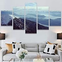 SIGNWIN 5 Panel Canvas Wall Art Snow Mountain for Home Decorations Ready to Hang - 60