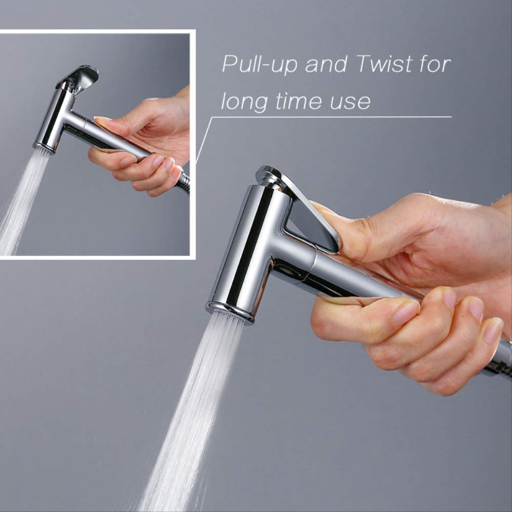 Kit spruzzatore per Bidet Manuale per WC Ottone Cromato Rubinetto per Bidet da Bagno Soffione Doccia con Tubo Flessibile, Adattatore a T e Supporto B (B)