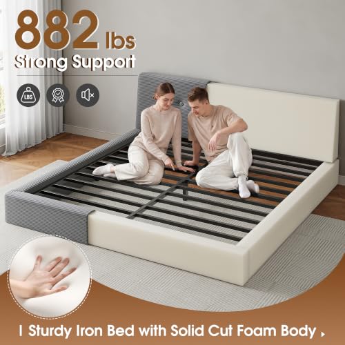 Image of EnHomee Cloud Bed Frame King Size with Adjustable Headboard