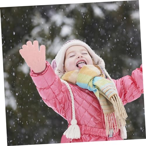 Kids Plush Knitted Gloves Warm Wool Lined Winter Mittens for Boys and Girls Cozy Thermal Cold Weather Accessories3