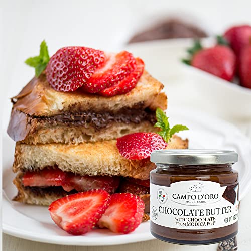 Premium Chocolate Spread, Dop Certified Modica Chocolate, Creamy, Buttery, No Palm Oil, From Sicily, Italy, 6.35Oz, Campo D'oro #TOP5