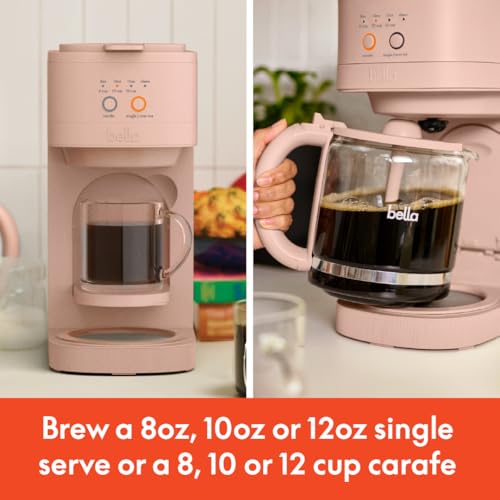 Image of BELLA VersaBrew 2-in1 Coffee Maker, K-Cup compatible, Brew 3 Sizes Carafes & Single Serve Cups, Dishwasher Safe Reusable Filter & Filter Holder, Iced Coffee Function, 60oz Tank, Blossom