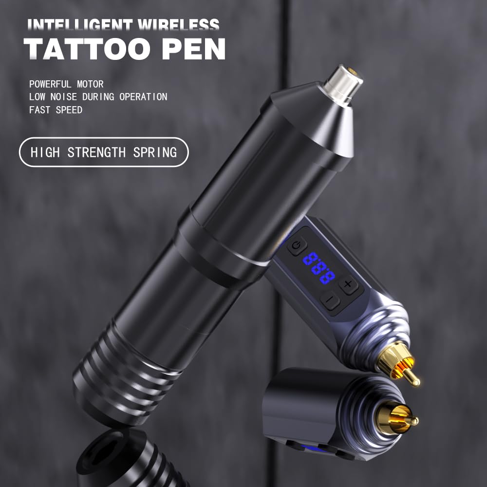 Wormhole Tattoo 79PCS Wireless Tattoo Gun Kit - Battery Pack 1,500mAh Capacity, 20PCS Tattoo Needles, LED Digital Display - Professional Equipment for Beginners and Artist - Pink