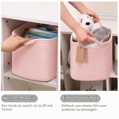 TIMEYARD Aufbewahrungskorb Baumwolle Kinderzimmer Organizer Rosa – Ansicht 5