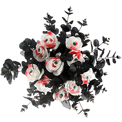 Tinsow 5 Pcs Black Artificial Eucalyptus Stems Faux Eucalyptuses Branches Black Leaf Halloween Centerpiece Halloween Home Decor (Black, 5) #TOP5