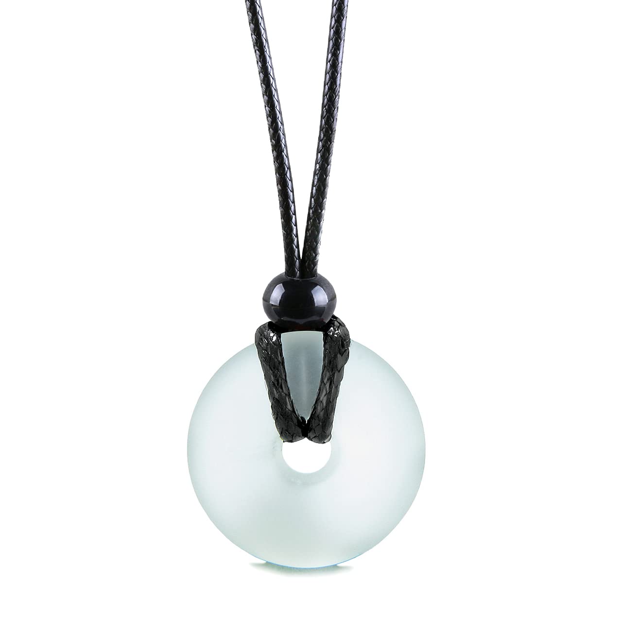 Joyería de cristal de mar, serie I am Happy, collar clásico de dona de la suerte, dije de cristal de estilo hawaiano, amuleto de protección y buena suerte, joyería de playa para mujeres y hombres,