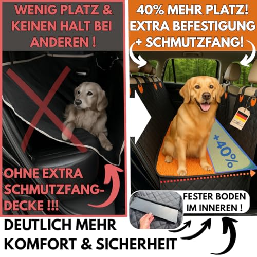 Clever Dreams Hundedecke Auto Rückbank - wasserdichte Autoschondecke für Hunde mit festem Boden & Abnehmbarer Schmutzfangmatte, rutschfest & Kratzfest