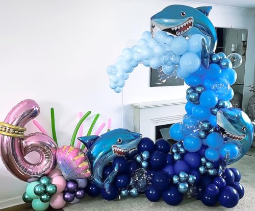 Bezente Blue Balloons Set,60pcs 12 inch Metallic Blue Pearl Blue Navy Blue Pastel Blue Latex Balloons Kit for Birthday,Baby Shower,Wedding,Graduation Party Decorations - Image 3