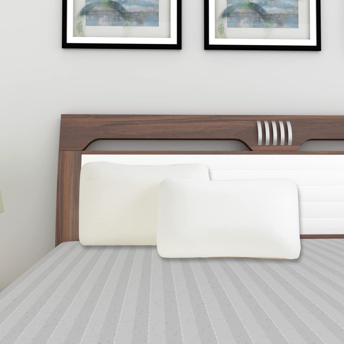 Home Centre Slumber Spectra Plus Multicolour Jacquard Polyurethane Memory Foam Pillow - 40x60cm - Set of 2-picture-13