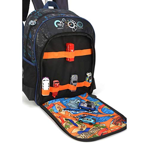 Mochila Escolar Hot Wheels Grande 3bolsos Azul, Luxcel, IS34471HW, Azul