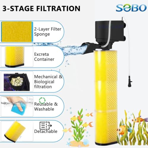 Image of VAYINATO Sobo Wp-6001 Aquarium Internal Filter for Fish Tank, Power : 40W, Flow : 2800L /H, Suitable Upto 4 Feet Tank