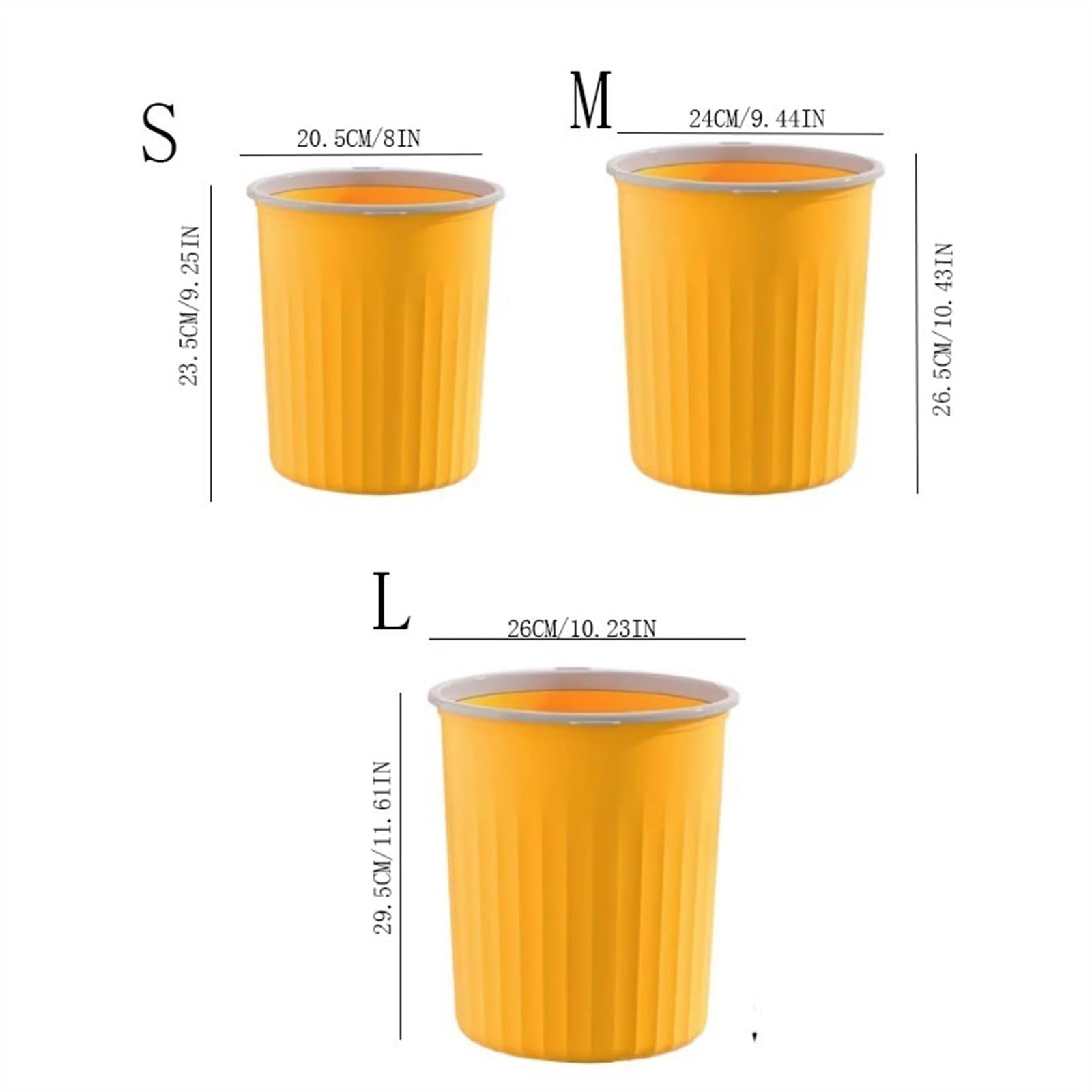 Kompaktowy pojemnik Zagęszczony kosz na śmieci o dużej pojemności do domowego salonu, łazienki, sypialni, kuchni, biura, kosza papier z pierścieniem dociskowym(Orange,Średni)