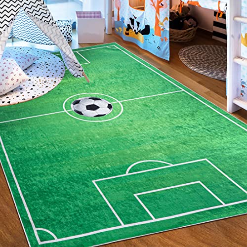 Mazovia Kinderzimmerteppich Antirutsch - Waschbar bis 30 Grad - Fußball...