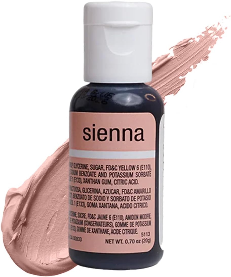 Sienna Liqua-Gel® Food Coloring | Vibrant Color | Professional-Grade Dye for Icing, Frosting, Fondant | Baking & Decorating | Fade-Resistant | Easy-to-Use | Made in USA | 0.70 oz