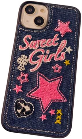 Funda estética para teléfono Y2K Anime para mujer, compatible con iPhone 14 Pro Max, funda de mezclilla (F, 13ProMax)