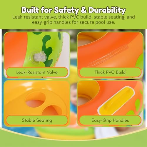 Image of Toy Imagine Baby Pool Float with Canopy & Sunshade, Inflatable Infant Swim Ring for Babies & Toddlers, Kids Swim Float Boat for Pool & Outdoor Water Play, 6-36 Months (71 x 56 cm)