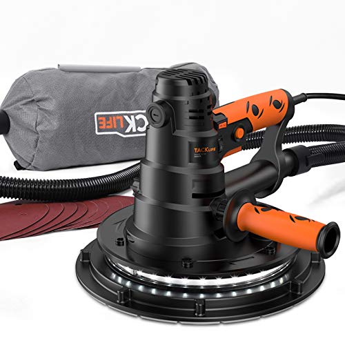 Drywall Sander, TACKLIFE 800W Electric Drywall Sander with Automatic Vacuum Dust Collection System & LED Light, 12 Pcs Sandpapers and a Carry Bag, 6 Variable Speeds, Detachable Handle DIY-PDS03B