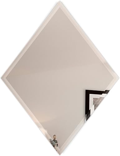 Espejo sin marco de diamante de 22 x 34 pulgadas, borde biselado de 1 pulgada con 2 ganchos