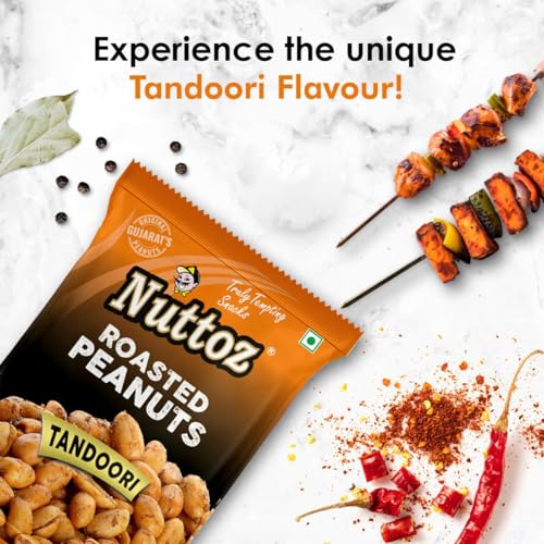 Image of Nuttoz Roasted Peanut Tandoori - Pack of 2 (140gm each) | Jumbo Roasted Moongfali | Non Fried Ready to Eat Healthy Snack | Crunchy Snack and Namkeen
