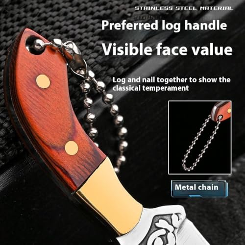 Image of Mini Knife Keychain with Sheath - Portable EDC Pocket Tool | Tiny Collectible Key Chain with Leather Cover for Chef, Kitchen, Travel, Decoration & Gifts