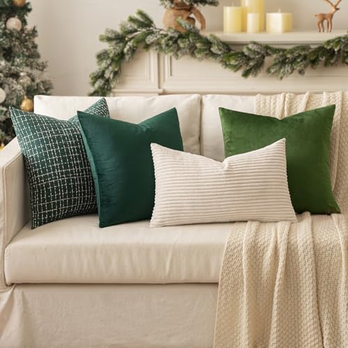 Slozzi Set of 2 Velvet Cushion Covers Home Plain Decorative Throw Pillow cases 12x20 Inch 30x50 cm Soft Square Pillow Covers for Sofa Bedroom Dark Green - Image 2