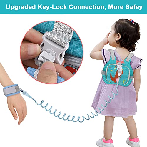 Toddler Harness Leash + Anti Lost Wrist Link, Accmor Dinosaur Baby Harnesses With Kids Leashes For Boys, Cute Child Walking Anti-Lost Holder Bracelet Strap Tether For Outdoor Keep Kid Close (Blue) #TOP4
