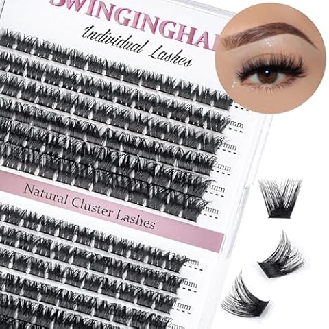SWINGING Lash Clusters 156 Pcs Lashes Cluster Eyelash Extensions Eyelash Clusters Wispy Lash Clusters D Curl 9-14mm Fluffy Lash Clusters Individual Lashes Thin Band & Soft (SWB-156) Cover