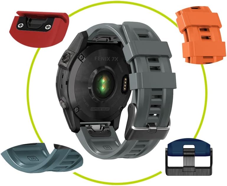 Miniatura 4 de Correa de silicona compatible con Garmin Fenix 7X7X Pro6X6X Pro5X5X Plus33 HR, 1.024 in, ajuste rápido, pulsera de silicona suave, correa de