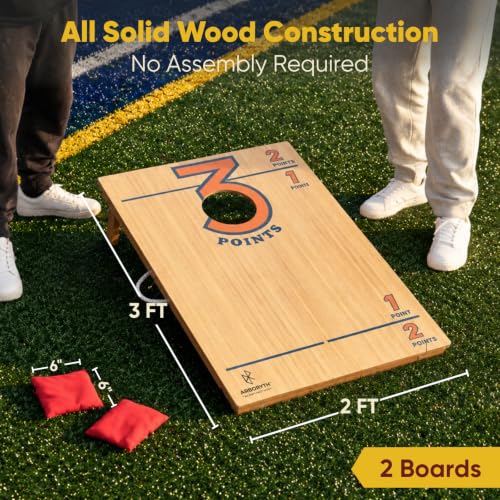 Image of Cornhole Board Set for Adults, Premium Wooden Bean Bag Toss Game with 8 All-Weather Bean Bags, Integrated Bean Bag Storage, Foldable Legs Outdoor Game