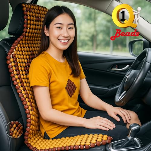 Image of Q1 Beads XLBeG Wooden Beads Seat Cover Cushion for All The Cars, SUV,Office Chair, Home Chair (Universal fit,1 Pack)